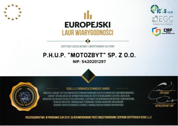 Europejski Laur Wiarygodności - Motozbyt